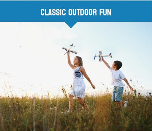 PLAYSTEM 4 Pack Set Balsa Wood Airplane Kit - Model Gliders & Rubber Band Powered Planes | Outdoor Toy for Kids | STEM