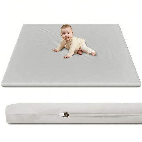 JROUTH Vegan Leather Baby Play Mat Cover, 50x50 Inch, Waterproof Stylish and Just