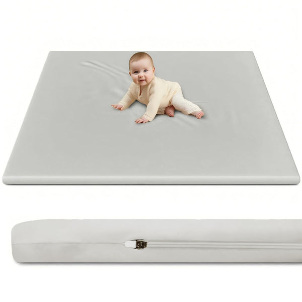 JROUTH Vegan Leather Baby Play Mat Cover, 50x50 Inch, Waterproof Stylish and Just