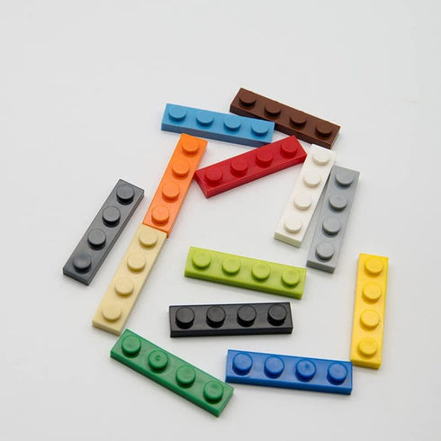 Classic Blue Plates Bulk - 100 Piece 1x4 Flat Building Plates Compatible with LEGO (Color: Blue)