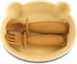 Silicone Bear Shaped Baby Bowl with Suction, Spoon & Fork for Babies