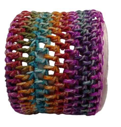 Handmade Multi-Colored Crochet Toilet Paper Cover - Retro Style