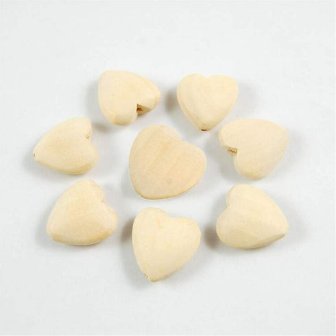 50pcs Natural 20mm Unfinished Wood Hearts Beads - Eco-Friendly Wooden Craft Accessories with Holes (Heart Beads)