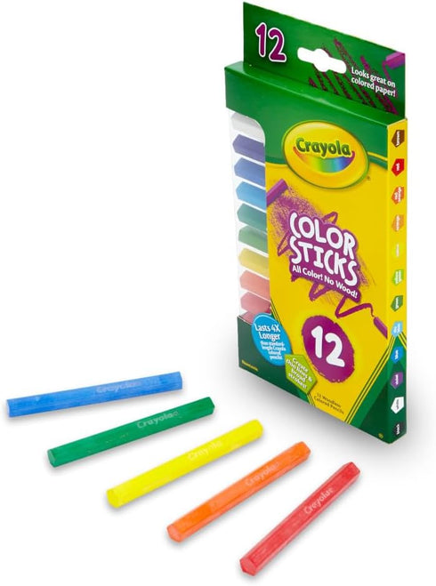 Crayola Color Sticks (12 Count), Woodless Colored Pencils Set for Kids, Classroom Art Supplies, Fine Lines & Broad Strokes, Non-Toxic