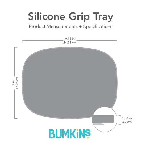 Bumkins Toddler and Baby Suction Plate, Silicone Grip Dish Large Tray for Big Kids, Fits Most Highchairs, Essential