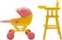 Pemalin Set, Mini Dollhouse Furniture Baby Stroller and High Chair, Pink and Yellow Miniature Accessories, Kids Pretend