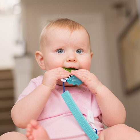 Sassy Teether with Flexible Strap & Clip for Soothing Relief