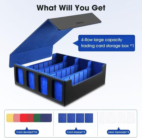 FTSFVOE Commander 3000+ 24 Trading Card Storage Box for - Card Deck Box with Removable Cover, Colorful Divider Tabs