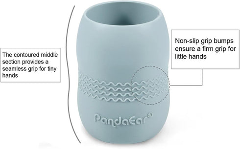 PandaEar 3 Pack Tiny Silicone Drinking Training Cups for Baby and Toddler (Blue/Green/Tan)