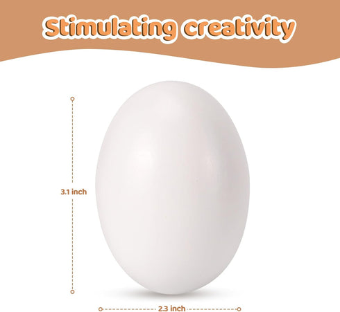 Eggs,3.1x2.3 inches 4 Count Large White Wooden Wooden Eggs in Carton for Painting, Crafts, and Dyeing, Food Toys