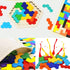 2 Pack Wooden Russian Blocks Puzzle + Hexagon Puzzles, Intelligence Brain Teasers Toy for Kids & Adults