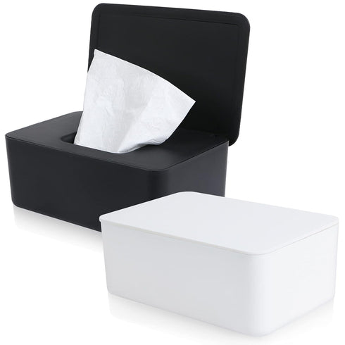 MIKIMIQI Wet Wipes Storage Box, 2 Pack Wipes Dispenser Holder Tissue Storage Boxes