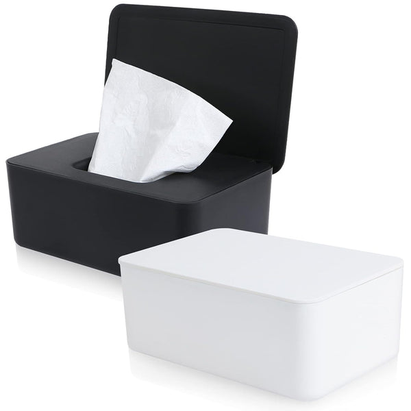MIKIMIQI Wet Wipes Storage Box, 2 Pack Wipes Dispenser Holder Tissue Storage Boxes