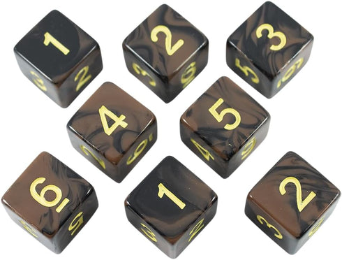 Black and Brown D6 Dice Set - 8 Dice - 'Werewolf'