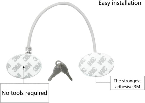 1 Pack Refrigerator Lock with 2 Keys, Dorm Freezer Door Lock and Child Safety Cabinet Lock with Strong Adhesive