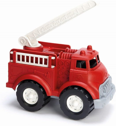 Green Toys Fire Truck - BPA and Phthalates Free Imaginative Play Toy for Kids, Red