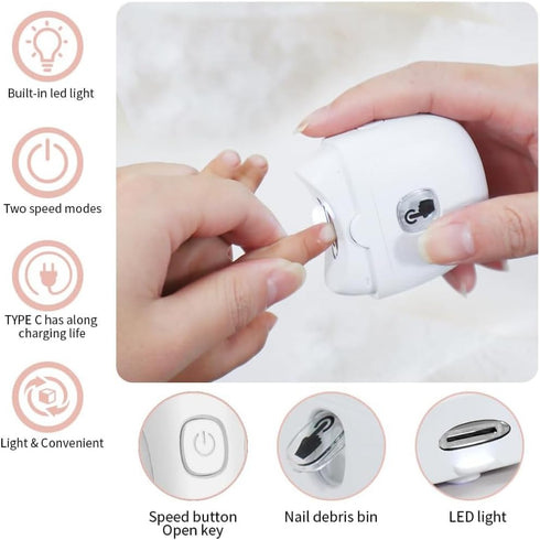 Morbex Green Trimmer, 2 Set,Fingernail Electric Nail Clipper,Automatic Baby Electric Nail Rechargeable Speed Nail Kit