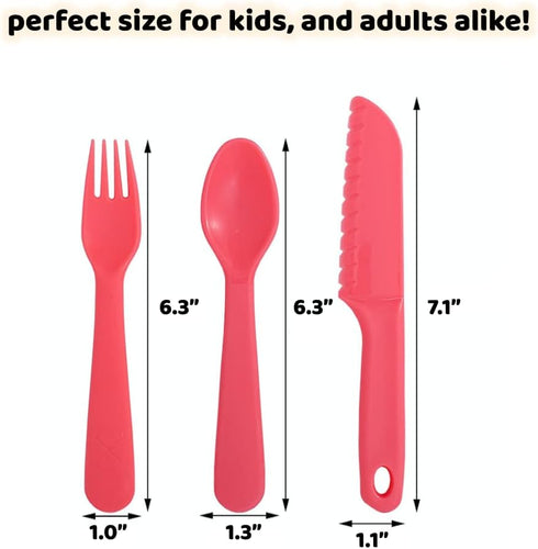 Kids Cutlery Set - Jawbush 9 Pcs Plastic Toddler Utensils with Forks, Spoons, and Knives for School