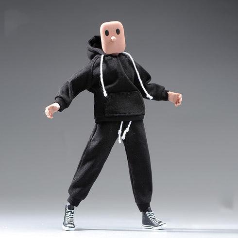 1/12 Scale Male Clothes - Men's Black Hoodie Pants Trousers for 6 Inch Action Figure Body Doll