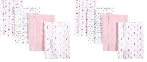Luvable Friends Unisex Baby Cotton Flannel Burp Cloths, Girl Feathers, One Size (Pack of
