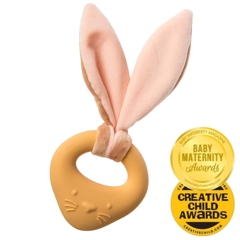 0-12 9-Inches, Mary Meyer Teething Toys Leika Silicone Baby Teether for Babies Months, Little Bunny