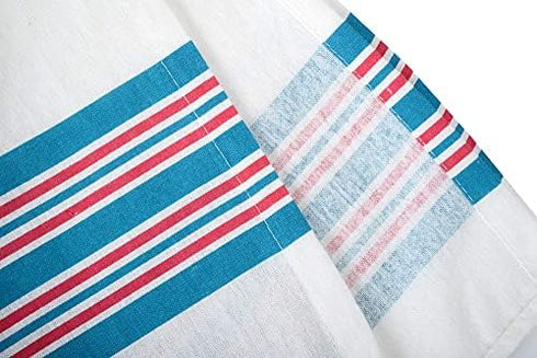 Linteum Textile 3-Pack Receiving Hospital Baby Blankets, 100% Cotton, Classic White with Blue & Pink Stripes (30x40 in)