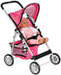 fash n kolor - Deluxe Doll Stroller My First Baby Doll Strollers Toy with Bigger Wheels - Polka Dot Design with Basket