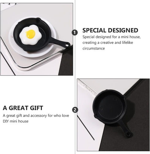 Ciieeo 10Pcs Dollhouse Miniature Plastic Frying Pans, Miniature Pots for Dollhouse Kitchen Cooking Accessories