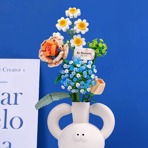 Set, 680 (1671) Flower Bouquet Building Blocks Creative Artificial Eternal Flower Plant Models, Home Decor or Idea