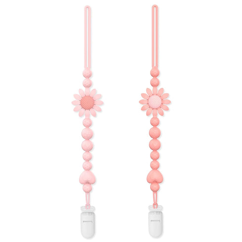 LSTRAGY Pacifier Clip, 2 Pack Silicone Pacifier Clip with One Piece Design for
