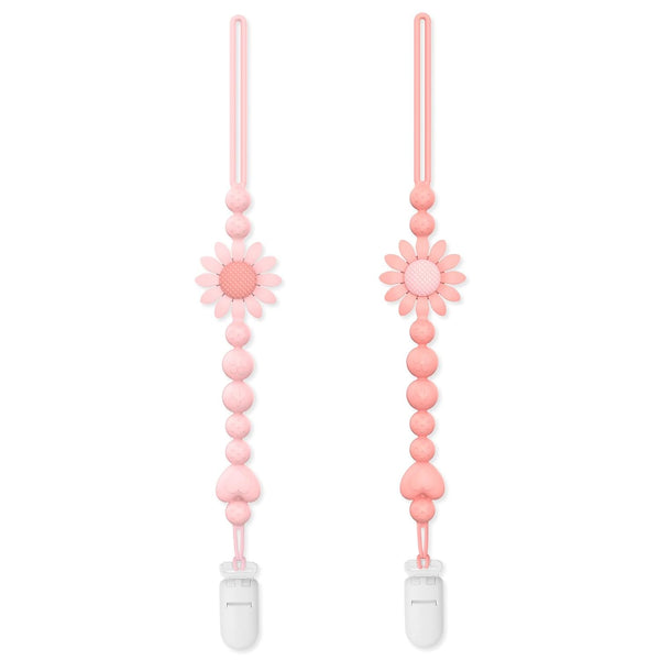 LSTRAGY Pacifier Clip, 2 Pack Silicone Pacifier Clip with One Piece Design for