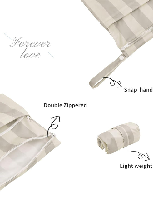 2pcs LZ8485 ALVA Cloth Diaper Wet Dry Bags Waterproof Reusable with Two Zippered Pockets Travel Beach Pool Daycare