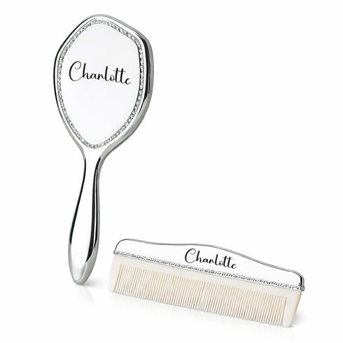 Custom Silver Baby Brush Set Newborn Keepsake Gift