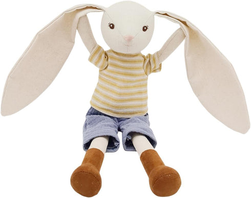 15" Bunny Stuffed Animals for Baby, Plush Doll Wearing Striped T-Shirt and Pants, Gift for 3-5 Year Old Girls