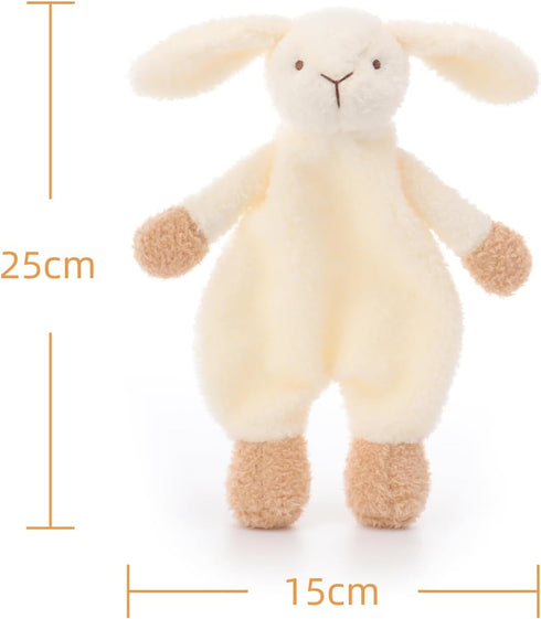 Apricot Lamb Stuffed Animals Security Blanket, White Bunny Rabbit Character, Luxury Snuggler Plush, 10 Inches