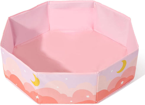 GOGOSO Large Pink Ball Pit for Toddlers, Sturdy Play Ball Pool with Basketball Hoop for Kids, Dogs, and Cats (Balls Not