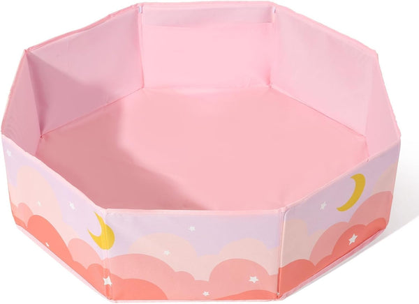 GOGOSO Large Pink Ball Pit for Toddlers, Sturdy Play Ball Pool with Basketball Hoop for Kids, Dogs, and Cats (Balls Not