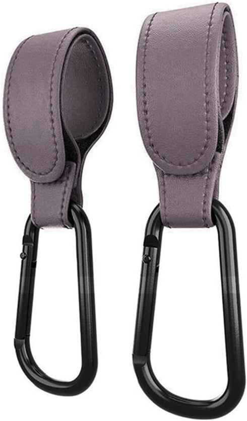 jojobasec Portable Stroller Hooks Adjustable PU Leather Clip Your Purse Shopping Diaper Bags on Pram