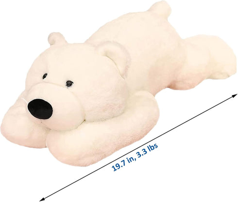 Weighted Stuffed Animals, 19.7in 3.3lbs Cute White Bear Plush Pillow for Adults and Kids