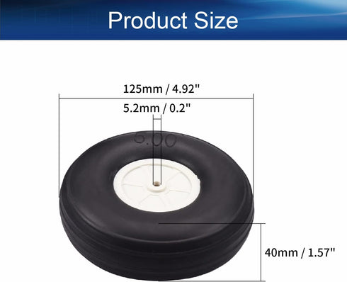 Heyiarbeit 5" RC Model Airplane Foam Wheel Super Light Tire and Wheel Sets for RC Airplane PU Sponge Tire with Plastic Hub 2 Pcs