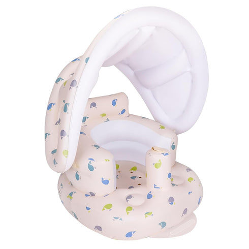 3 AirSwim Inflatable Baby Seat with Detachable Canopy and Built-in Pump, Inflatable Baby Chair for Babies Months