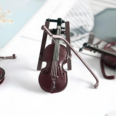 Miniature Violin, Tiny Violin Mini Musical Instrument, Miniature Model Dollhouse, Furniture Crafts Ornament