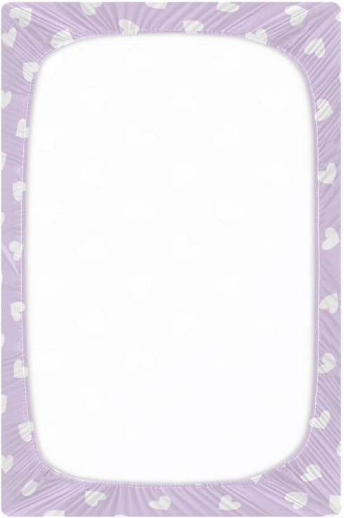 J JOYSAY Mattress,39 27 Hearts Light Purple Fitted Crib Sheet for Boys Girls Baby Soft Crib Sheets for Standard x