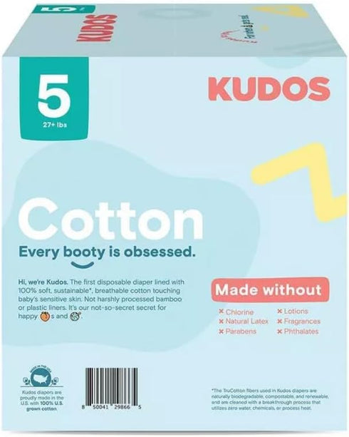 Generic 5, 44 Count, 27+ lbs Kudos Chlorine Free Premium Diapers - Cotton-Lined - Size