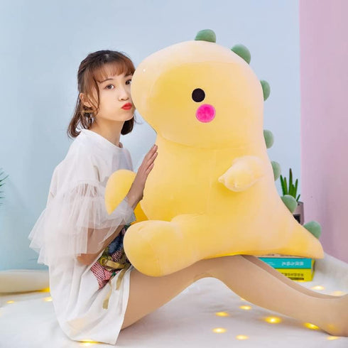 Cute Dinosaur Plush Toy, 23in Fat Stuffed Animal Doll, Soft Dino Plushies for Kids Girls Boys Birthday Gifts (Yellow)