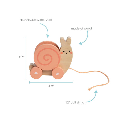 Pearhead Montessori Snail Pull Toy, Wooden Pull Along Toy for Early Development, Motor Skill Toy for Toddlers