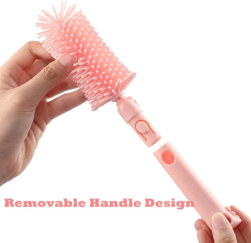 6 In1 Set Baby Bottle Brush Kit,Portable Silicone Bottle Brush Cleaner with Straw Brush,Nipple Brush,Drying Rack,Soap