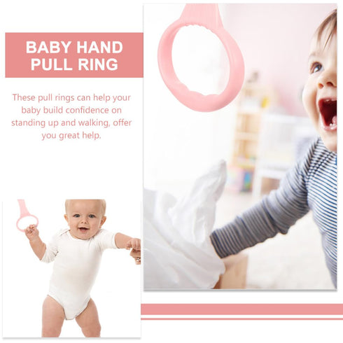 Baby Playpen Pull up Rings, 4pcs Baby Crib Pull up Rings for Walking Exercises, Pink Baby Bed Stand Up