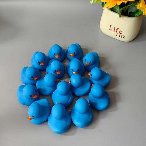 Bath Duck Toys 16 PCS Mini Blue Rubber Ducks, Squeak and Float Duckies for Baby Shower Party Decoration