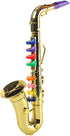 EXCEART Kids Saxophone Toy - Plastic Musical Wind Instrument with 8 Rhythms, Metallic Golden for Early Education